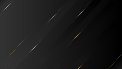 Obraz premium Luxury Black Background with Gold Line and Abstract Shape