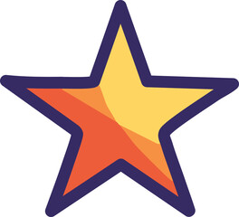Orange and red star icon, abstract shape or symbol
