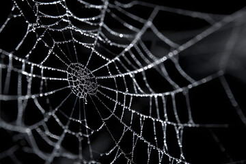 Obraz premium Halloween creepy cobweb spiders web with a black background