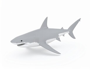 Isolated conceptual white shark representing ocean life and marine predators