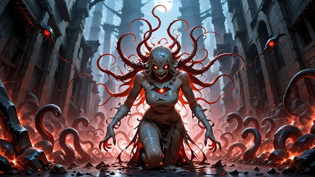地下通路の巨大なモンスター