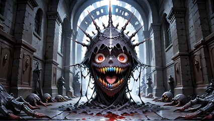 地下通路の巨大なモンスター