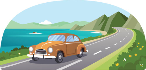 car on the road speed beach travel highway