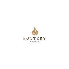 Pottery logo design template flat vector