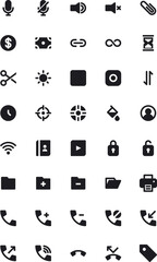 black and white icons set business