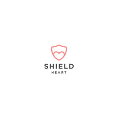Shield love logo icon design template flat vector