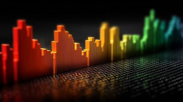 Vibrant Financial Growth Chart with Dark Gradient and Glow, Illustrating Global Trading Insights and Business Analytics