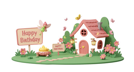 house and flowers