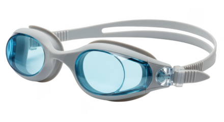 Swimming goggles blue lens sport eyewear isolated on transparent background