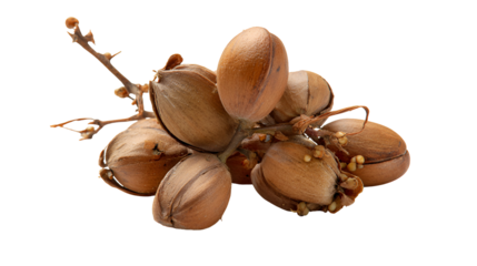 Pecan nuts on branch autumn harvest brown nuts