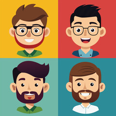 cartoon person 4 set character worker manager