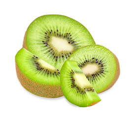kiwi fruit slices, isolated on transparent background.
