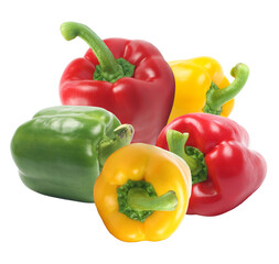 bell peppers: red, yellow and green peppers isolated