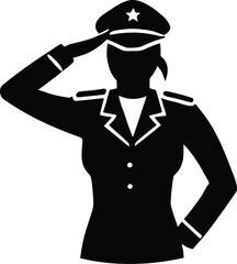 silhouette of female soldier saluting vector clipart army woman patriotism military illustration