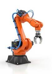 Fototapeta premium Advanced automated robotic arm, industrial manufacturing with mechanical precision