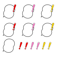カラフルなビックリマークのひょうたん型吹き出しセット