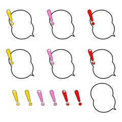 カラフルなビックリマークの右口でひょうたん型の吹き出しセット