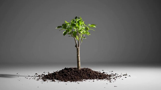 Tree growing time lapse 4K in white background