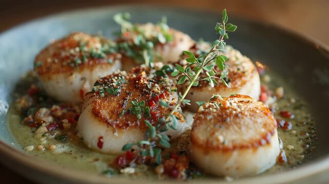 grilled scallop in a plate