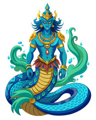 Obraz premium Majestic Naga Serpent King guardian deity, vibrant and powerful mythology creature design Asian mythology