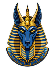 Intricate depiction of Anubis, Egyptian god of the afterlife, with iconic jackal head and ornate headdress