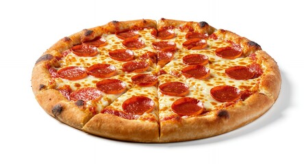Delicious Pepperoni Pizza on White Background