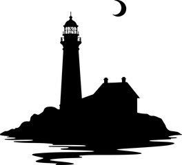lighthouse silhouette vector, lighthouse, sea, tower, building, sky, light, architecture, sunset, beacon, navigation, beach, water, ocean, silhouette, house, clouds, coast, coastline, safety, landscap