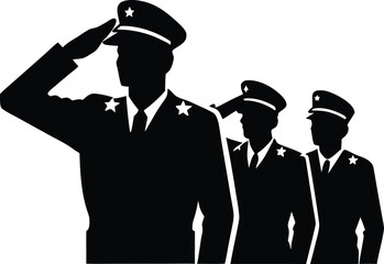 Military Salute Silhouette Vector Clipart for Veterans Day and Armed Forces Design Elements