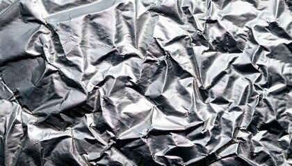 wrinkled silver foil texture background shiny and reflective surface