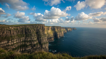 Cliffs of Moher Majestic Irish Coastline Under a Cloudy Blue Sky