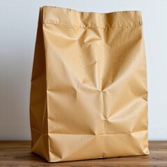 Brown Paper Bag for Packaging, Food Storage, Eco-Friendly, Recyclable, Simple Design, Neutral Background