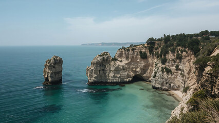 Fototapeta premium Coastal Paradise Puglia Italy Turquoise Waters and Limestone Cliffs