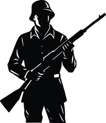 military veteran rifle silhouette vector clipart soldier service army icon patriotic vector design
