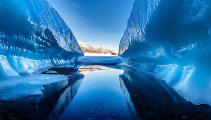 serene blue ice cave reflection