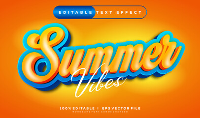 summer vibes vector text effect with modern style design