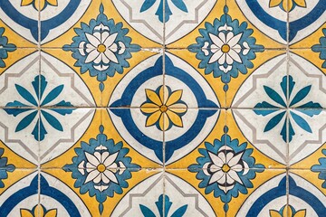 Colorful Moroccan geometric floral tile pattern image