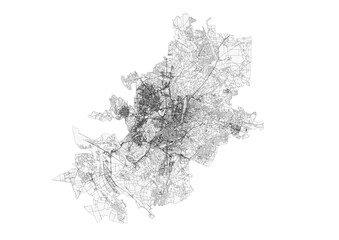 Black and White Highway Map of Vilnius