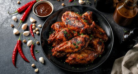 Grilled Poultry Dish with Spicy Sauce and Herbs