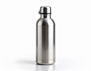 Perfectly centered metal water bottle, pure white background, illuminated from all sides to reveal every surface detail, full HD, e-commerce ready."