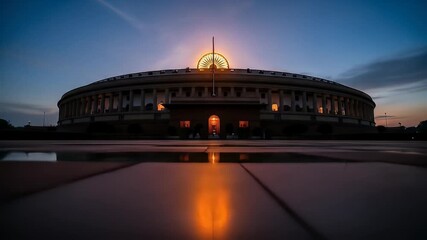 ashoka chakra independence day india flag celebration tricolor fireworks indian parliament house new delhi reflection dawn