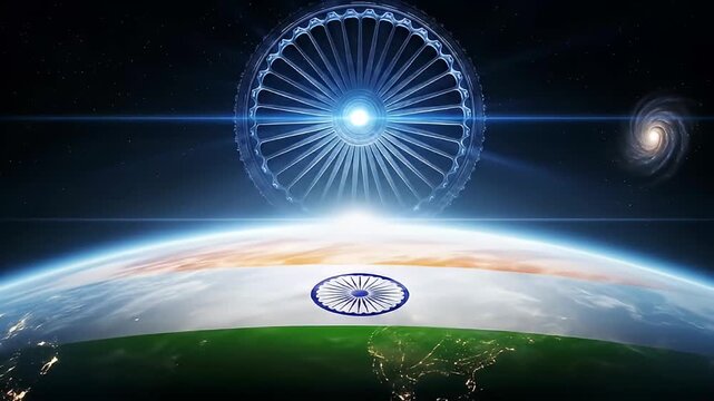 ashoka chakra happy independence day india flag planet earth space concept