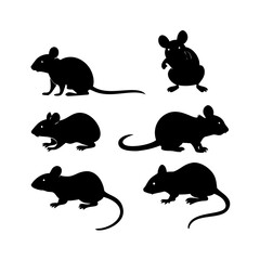 Silhouette mouse collection - vector illustration