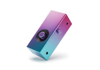 Obraz premium Modern abstract audio speaker or music device design against a backdrop.