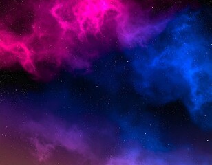 Abstract, deep blue cosmos with a starry field and swirling nebulae