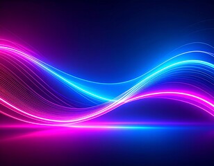 Obraz premium Vibrant neon wave: Capturing a striking display of luminous neon waves, the image offers a dynamic and eye-catching visual.
