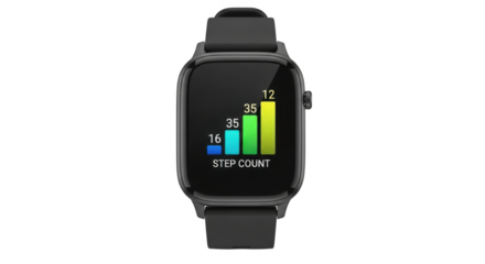 Smart Fitness Tracker PNG with Step Count Display
