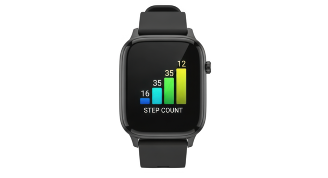 Smart Fitness Tracker PNG with Step Count Display