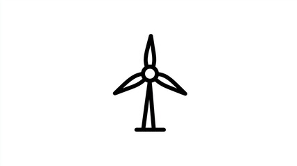 Wind turbine icon,black outline of windmill on white background,eco energy symbol,minimal clean design for renewable power,environmental technology,green electricity generation concept