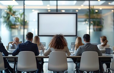 A scene of a company's business team having a meeting in the conference room, suitable for business training courseware, company promotional advertisements, official website images, etc.