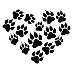 Symbolic heart of paw prints, a vector design for animal lovers